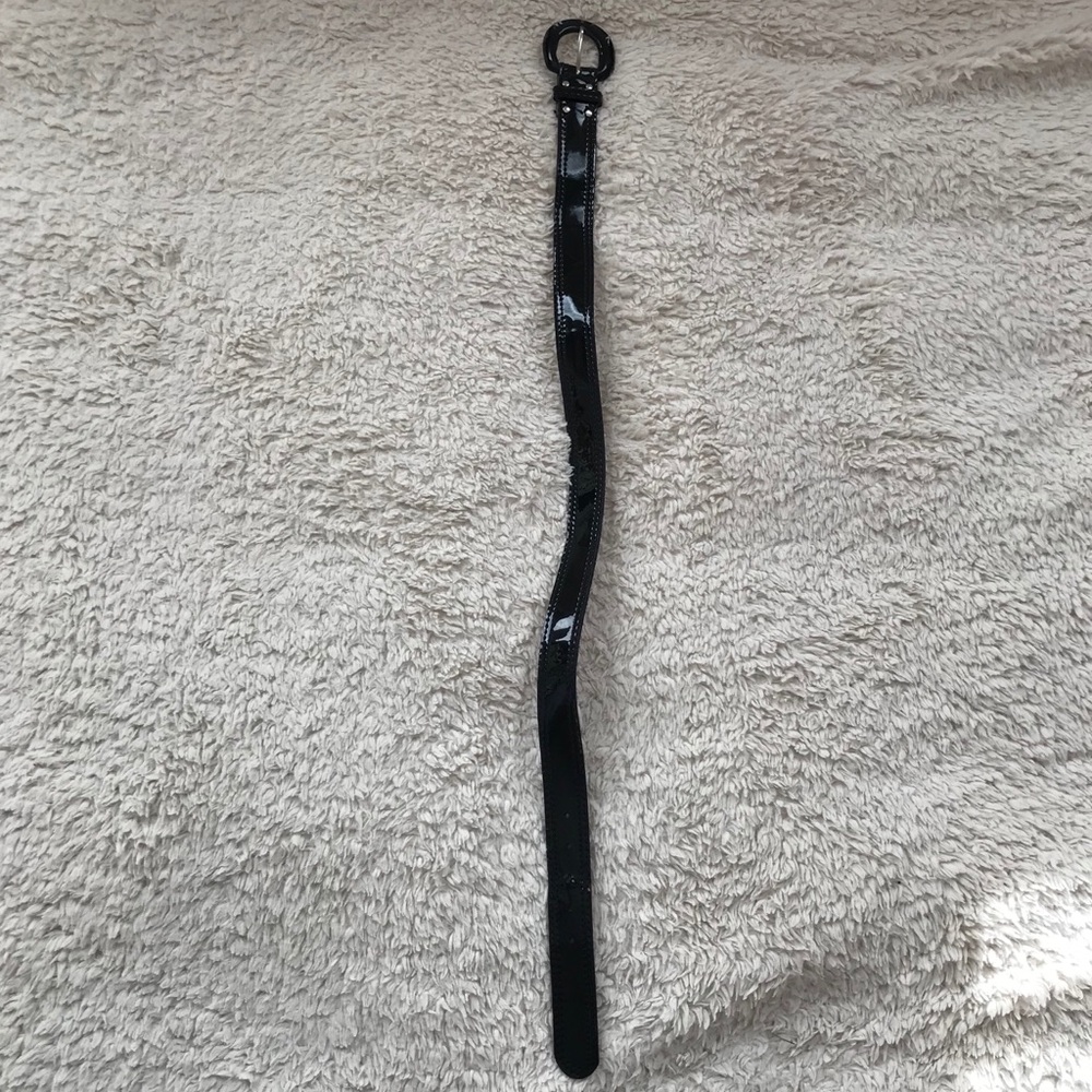 Faux Black Patent Leather Belt